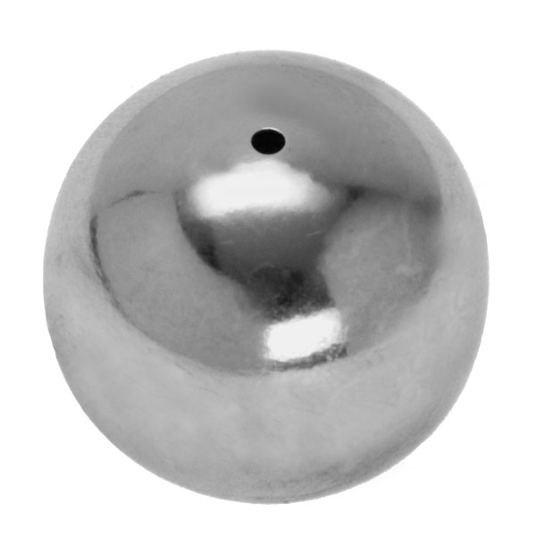 2-Loch-Kugel 30 glatt, gelötet, Silber